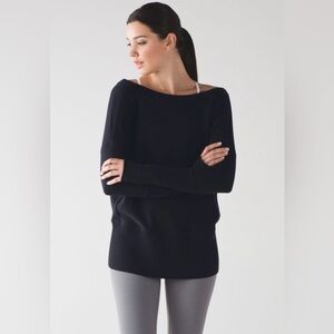 Lululemon Sattva Merino Wool Thumb Holes Long Length Black Sweater Women's